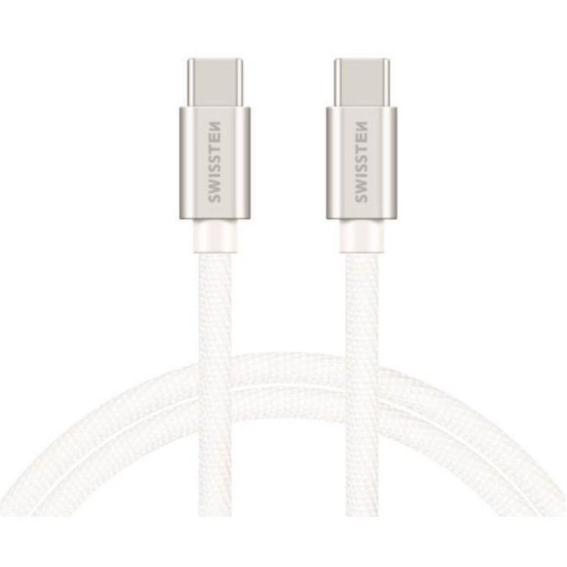 Swissten Datový Kabel Textile USB-C / USB-C 0,2m Stříbrný