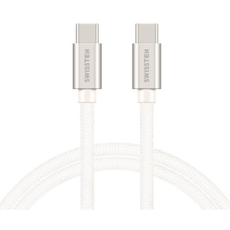 Swissten Datový Kabel Textile USB-C / USB-C 0,2m Stříbrný