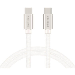 Swissten Datový Kabel Textile USB-C / USB-C 3m Stříbrný