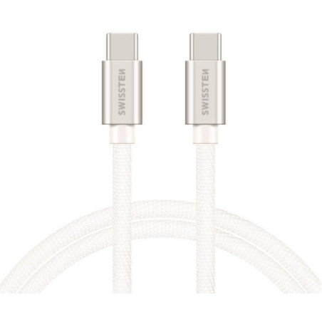 Swissten Datový Kabel Textile USB-C / USB-C 3m Stříbrný