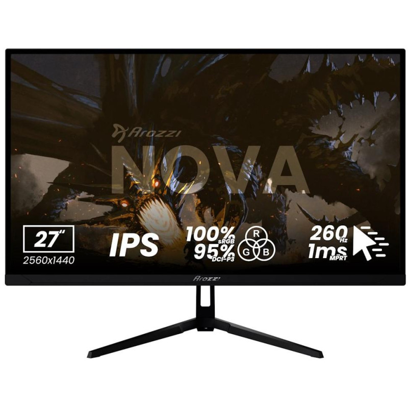 AROZZI NOVA herní monitor 27" 27T2K260 Black/ LED/ 2560x1440/ 260Hz/ IPS/ 1000:1/ 1ms/ 2xHDMI/ 2xDP/ černý