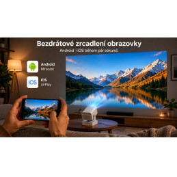 HELMER chytrý přenosný projektor SP 700/ Full HD/ 400 ANSI lm/ HDMI/ USB/ BT/ Wi-Fi/ Auto Focus/ Repro/ Android 13/ bílý