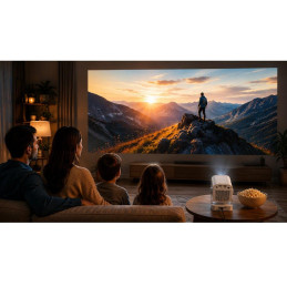 HELMER chytrý přenosný projektor SP 700/ Full HD/ 400 ANSI lm/ HDMI/ USB/ BT/ Wi-Fi/ Auto Focus/ Repro/ Android 13/ bílý