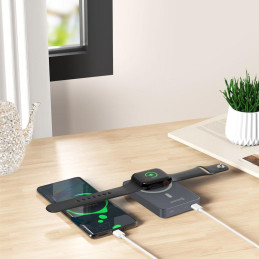 Swissten Power Bank Fusion 10000 mAh S Nabíjením Apple Watch (Kompatibilní S Magsafe) Stříbrná