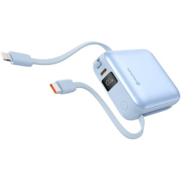 Swissten Power Bank Space 10000 mAh S Integrovanými Kabely USB-C A Lightning Modrá