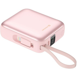 Swissten Power Bank Space 10000 mAh S Integrovanými Kabely USB-C A Lightning Růžová