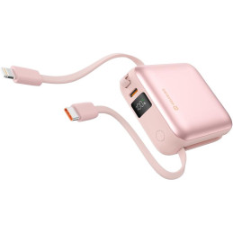 Swissten Power Bank Space 10000 mAh S Integrovanými Kabely USB-C A Lightning Růžová