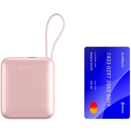 Swissten Power Bank Space 10000 mAh S Integrovanými Kabely USB-C A Lightning Růžová