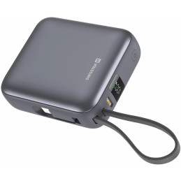 Swissten Power Bank Space 10000 mAh, 35W S Integrovaným Kabelem USB-C Stříbrná