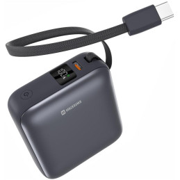 Swissten Power Bank Space 10000 mAh, 35W S Integrovaným Kabelem USB-C Stříbrná