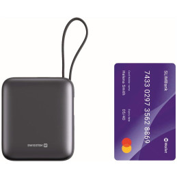 Swissten Power Bank Space 10000 mAh, 35W S Integrovaným Kabelem USB-C Stříbrná