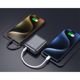 Swissten Power Bank Space 10000 mAh, 35W S Integrovaným Kabelem USB-C Stříbrná