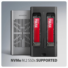 AXAGON box pro 2x M.2 NVMe SSD s funkcí klonování / EEM2-20GD / USB-C / USB 3.2 Gen2 / kabel 30cm USB-C na USB-C