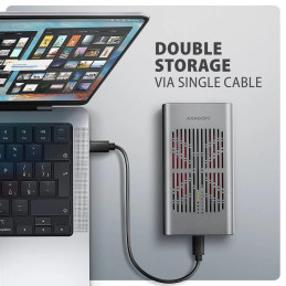 AXAGON box pro 2x M.2 NVMe SSD s funkcí klonování / EEM2-20GD / USB-C / USB 3.2 Gen2 / kabel 30cm USB-C na USB-C