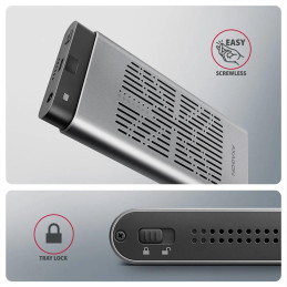 AXAGON box pro 2x M.2 NVMe SSD s funkcí klonování / EEM2-20GD / USB-C / USB 3.2 Gen2 / kabel 30cm USB-C na USB-C