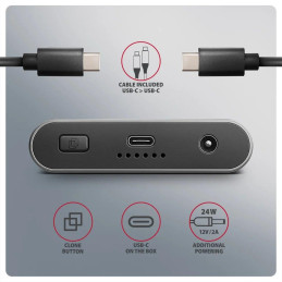 AXAGON box pro 2x M.2 NVMe SSD s funkcí klonování / EEM2-20GD / USB-C / USB 3.2 Gen2 / kabel 30cm USB-C na USB-C