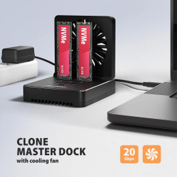 AXAGON dockovací stanice 2x M.2 NVMe/SATA SSD / ADSA-M2C22 / USB-C / USB 3.2 Gen2 / kabel 30cm USB-C na USB-C