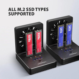 AXAGON dockovací stanice 2x M.2 NVMe/SATA SSD / ADSA-M2C22 / USB-C / USB 3.2 Gen2 / kabel 30cm USB-C na USB-C