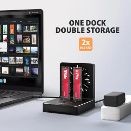AXAGON dockovací stanice 2x M.2 NVMe/SATA SSD / ADSA-M2C22 / USB-C / USB 3.2 Gen2 / kabel 30cm USB-C na USB-C