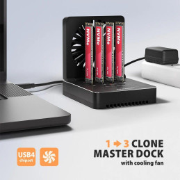 AXAGON dockovací stanice 4x M.2 NVMe SSD / ADSA-M2C44 / USB-C / USB 3.2 Gen2 / kabel 30cm USB-C na USB-C