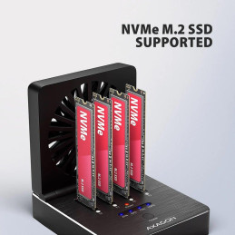 AXAGON dockovací stanice 4x M.2 NVMe SSD / ADSA-M2C44 / USB-C / USB 3.2 Gen2 / kabel 30cm USB-C na USB-C