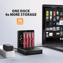 AXAGON dockovací stanice 4x M.2 NVMe SSD / ADSA-M2C44 / USB-C / USB 3.2 Gen2 / kabel 30cm USB-C na USB-C
