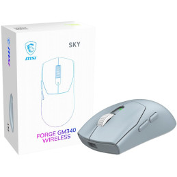 MSI herní myš FORGE 340 Wireless Sky/ bezdrátová/ 12.000 dpi/ 2,4GHz/ BT5.2/ USB/ 6 tlačítek/ světle modrá