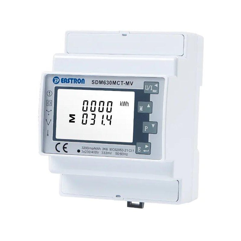 Eastron SDM630MCT-MV (NON-MID), 0,333mV vstup Modbus, RS485, třífázový, pulsní výstupy
