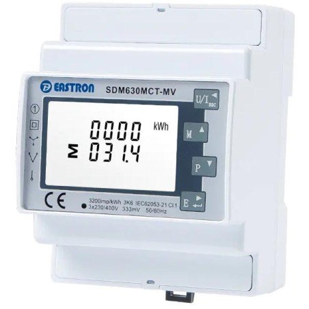 Eastron SDM630MCT-MV (NON-MID), 0,333mV vstup Modbus, RS485, třífázový, pulsní výstupy