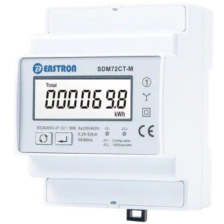 Eastron SDM72CT-M, RS485 Modbus, třífázový, pulsní výstupy, obousměrné měření
