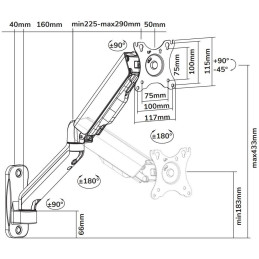 ROZBALENÉ - Neomounts  WL70-450BL11 / wall mounted gas spring monitor arm (3 pivots VESA 100x100) / Black