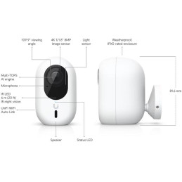 Ubiquiti UniFi G6 Instant W - kamera, 8Mpx rozlišení, IR LED, AI detekce, IPX5, IK04, obousměrné audio, Wi-Fi, bílá