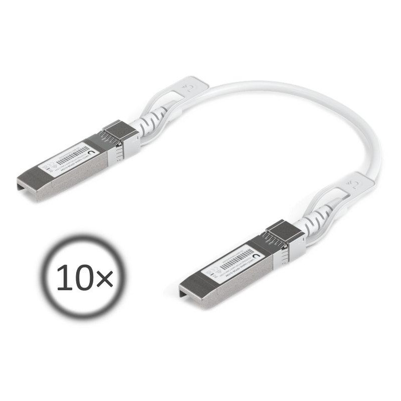 Ubiquiti DAC patch 25G - DAC kabel, SFP28, SFP+, SFP, rychlost 25/10/1 Gbit, bílý, délka 0,15m, sada 10ks