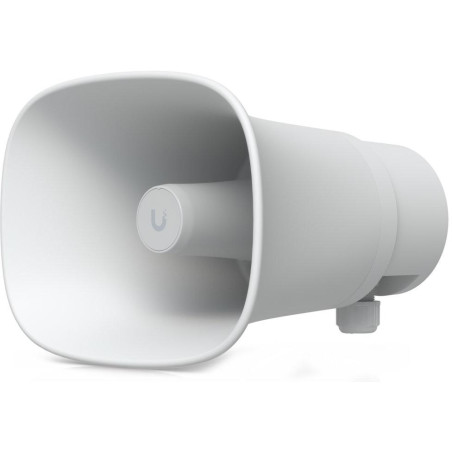 Ubiquiti UniFi AI Horn Speaker W - Venkovní reproduktor (siréna), hlasitost až 120 dB, IP66, PoE+ napájení, bílý