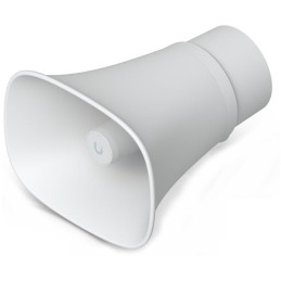 Ubiquiti UniFi AI Horn Speaker W - Venkovní reproduktor (siréna), hlasitost až 120 dB, IP66, PoE+ napájení, bílý