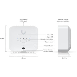 Ubiquiti UniFi Environmental Sensor - Senzor detekce vody/teploty/vlhkosti/světla, SuperLink, napájení baterie CR123A
