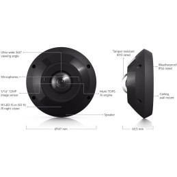 Ubiquiti UniFi G6 Pro 360 B - kamera, 12Mpx rozlišení, 360°, IR LED, Smart detekce, IP66, IK10, obous.audio, PoE+, černá