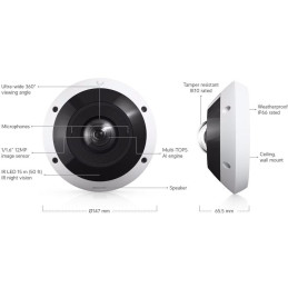 Ubiquiti UniFi G6 Pro 360 W - kamera, 12Mpx rozlišení, 360°, IR LED, Smart detekce, IP66, IK10, obous. audio, PoE+, bílá