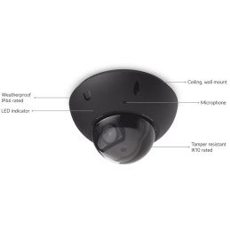 Ubiquiti UniFi G6 Pro Dome B - kamera, 8Mpx rozlišení, IR LED, AI detekce, IP66, IK10, 2.36x zoom, PoE+, černá