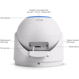 Ubiquiti UniFi G6 Pro Turret W - kamera, 8Mpx rozlišení, IR LED, AI detekce, IP66, IK04, 2.36x zoom, PoE+, bílá
