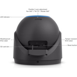 Ubiquiti UniFi G6 Pro Turret B - kamera, 8Mpx rozlišení, IR LED, AI detekce, IP66, IK04, 2.36x zoom, PoE+, černá