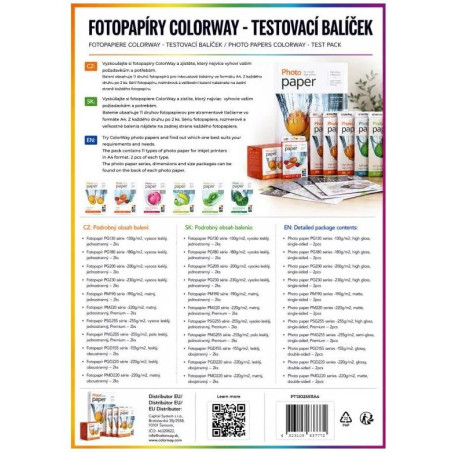 COLORWAY fotopapír/ testovací balíček/ 130-255 g/m2,/ A4/ 22ks mix