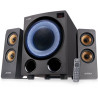 ROZBALENÉ - FENDA F&D repro F770X/ 2.1/ 76W/ černé s RGB/ BT5.0/ FM rádio/ USB přehrávání/ optický vstup/ dálkové ovládání