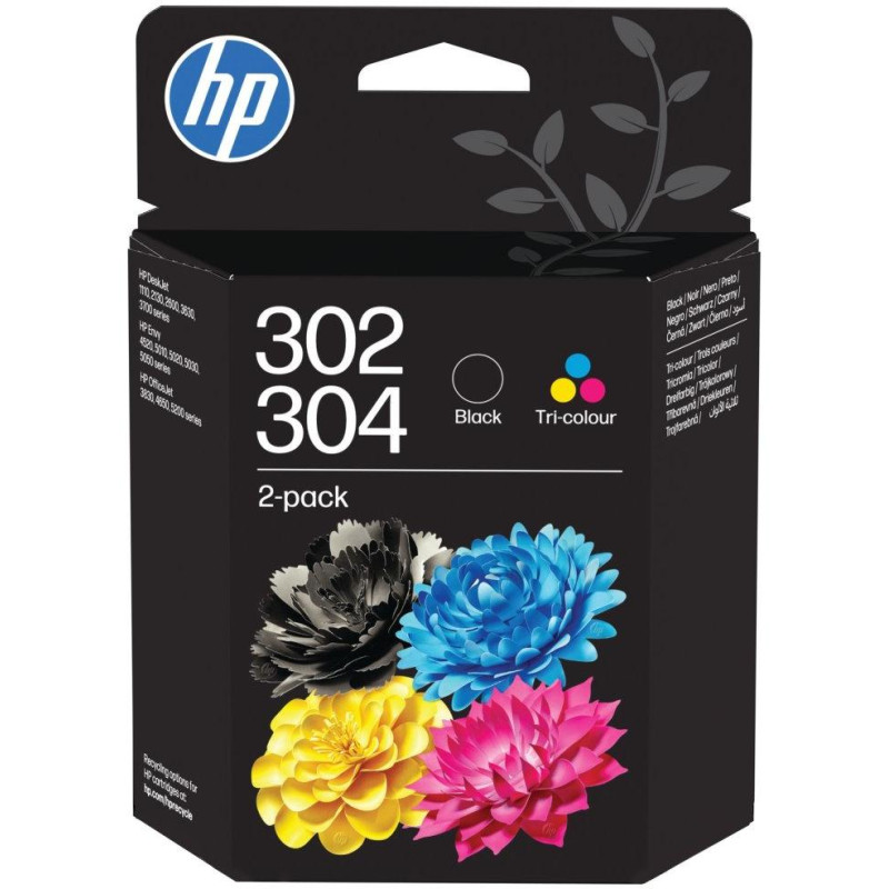 HP 302/304  tri-color/černá inkoustová kazeta, B82L1AE originál, 2-pack