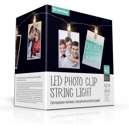 POŠKOZENÝ OBAL - COLORWAY LED fotokolíčky / 40 LED / délka 4,2 m / teplá bílá/ napájení 3x AA