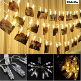 POŠKOZENÝ OBAL - COLORWAY LED fotokolíčky / 40 LED / délka 4,2 m / teplá bílá/ napájení 3x AA