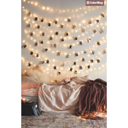 POŠKOZENÝ OBAL - COLORWAY LED fotokolíčky / 40 LED / délka 4,2 m / teplá bílá/ napájení 3x AA