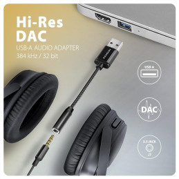 AXAGON miniaturní USB-A zvukovka / ADA-HA/ 384kHz / 32Bit DAC / kabel 10cm