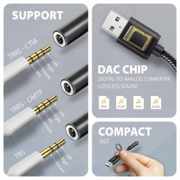 AXAGON miniaturní USB-A zvukovka / ADA-HA/ 384kHz / 32Bit DAC / kabel 10cm
