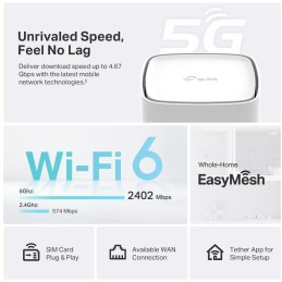 TP-Link Archer NX500 5G AX3000 Router, 1x GWAN, 2x GLAN, 1x slot SIM, EasyMesh